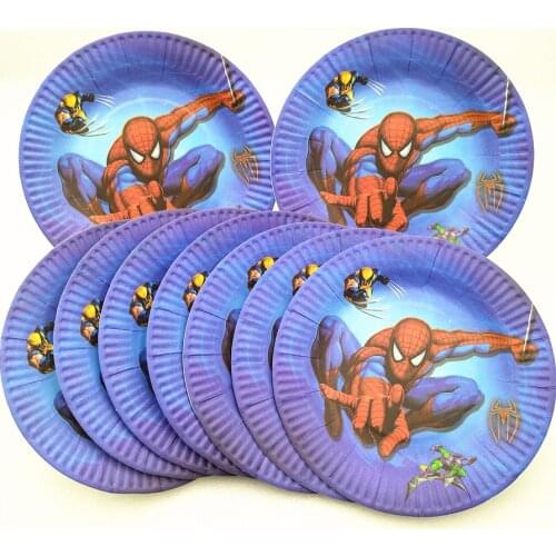 10pcs Spiderman Party Supplies Paper Plates Disposable Tableware Kids Birthday Festival Party Favor Decoration Cake Plate Dishes
