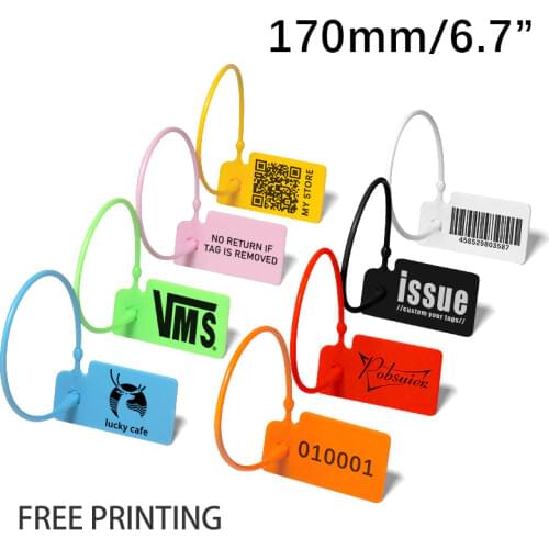 100 Personalized Logo Hang Tag Disposable Custom Plastic Printed Garment Clothing Shoe Product Brand Size Label Tags 170mm/6.7"