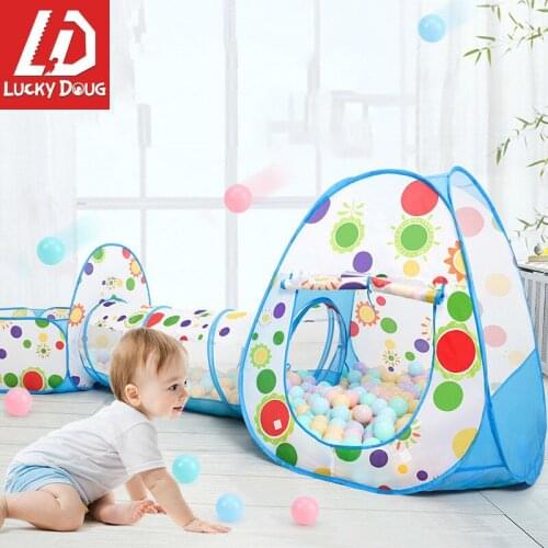 3 in 1 Ball Pit Baby Toys Ocean Ball Pool Toy Tent with Tunnel Basket Indoor Outdoor Toys for Baby Children