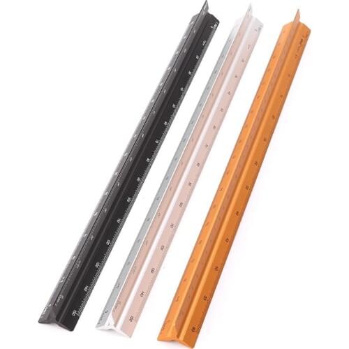 30cm Aluminum Triangular Scale Ruler Architect Engineer Drafting Measuring Tool -hol