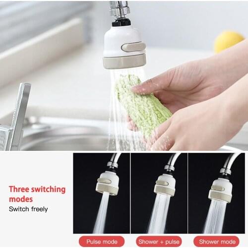 360 Degree Water Bubbler Swivel Head Nozzle Tap Adapter Kitchen Water Sprinkler Water Saving Device 3 Leve Adjusting