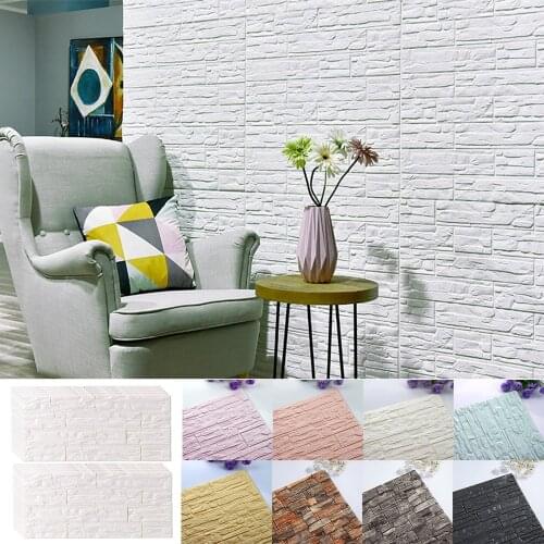 3D Wall Stickers Living Room Home Decor DIY Self-Adhesive Panels Stone Home Bathroom Decoration Kids Foam Waterproof Wallpapers