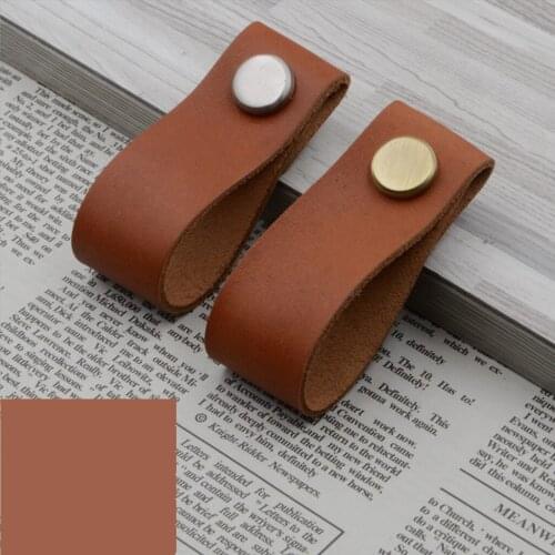 6pcs PU Leather Furniture Door Handle Modern Europe Style Pull Handle Knob for Doors Cabinets Cupboards Wardrobe Dresser
