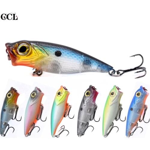 CCLTBA 6PCS/LOT 65MM 7.5G Big Mouth Popper Fishing Lure Topwater Mini Wobbler Salwater Hard Bait For Bass Fishing Lure Tackle