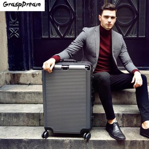 Super Fashion New spinner aluminum frame luggage hardside travel suitcase on wheels travel bag trolley luggage 20"24"26"29" inch