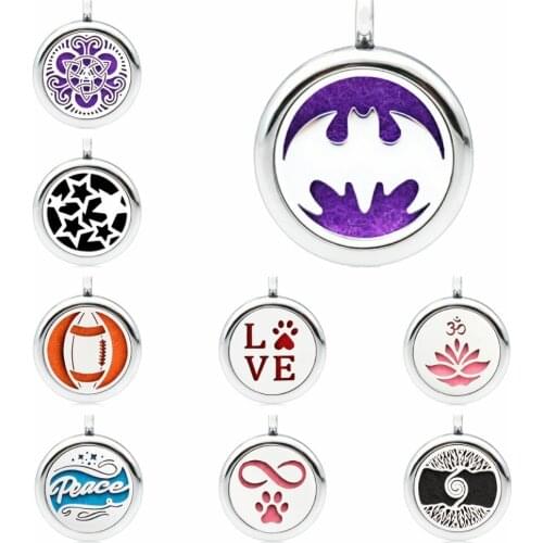 Diffuser necklace bat 25mm Perfume essential oil Diffuser locket Aromatherapy pendant necklace jewelry 1 pad randomly as gift