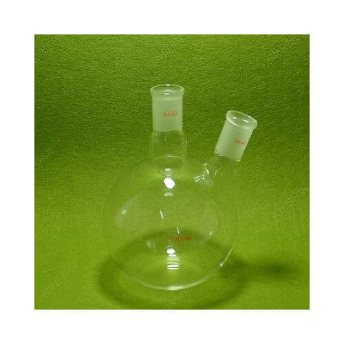 Flat Bottom Flask,1000ML,2 Neck,24/40,Two Neck,lab Glassware 24/40