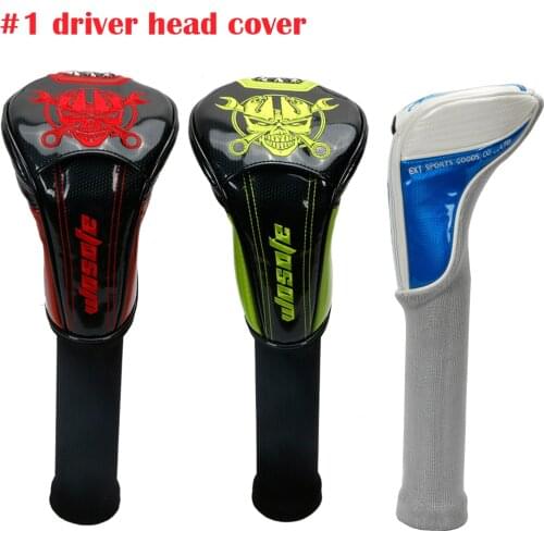 Golf Driver Headcover PU Leather Skull embroidery Head Covers 3 colour to choose golf headcover free shipping