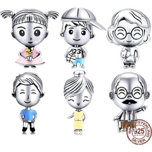 Hot Sale Charms 925 Sterling Silver Beads Mother Boy Father Girls Grandpa Grandma Family Charms for Jewelry Making