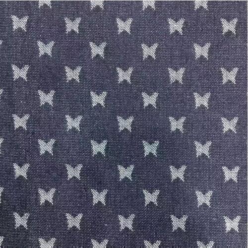 Cotton Jeans Fabric Butterfly Pattern Jacquard Denim Fabrics DIY Sewing Pants Coat Thick Cotton Twill After Washed 100X170cm
