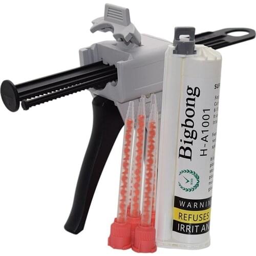10:1 AB Glues White Strong Adhesive 75ml Glue Adhesive and 10:1 Caulking Gun 75ml AB Glue Gun with 5pc 10:1 Static Mixing Nozzle