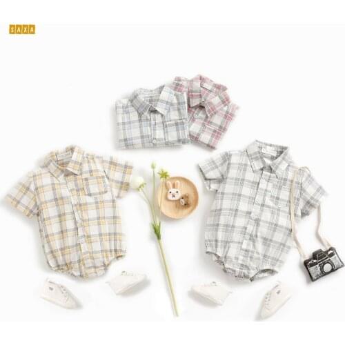 Baby boy clothes newborn plaid shirt jumpsuit kids summer clothes Infants and children bodysuits for newborns baby bodysuit