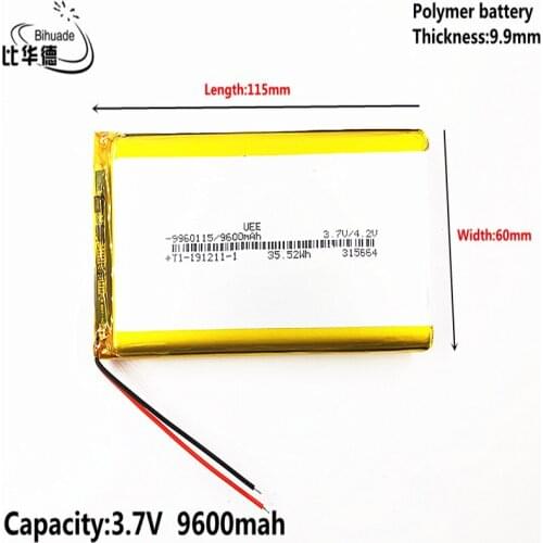 Liter energy battery Good Qulity 3.7V,9600mAH 9960115 Polymer lithium ion / Li-ion battery for tablet pc BANK,GPS,mp3,mp4
