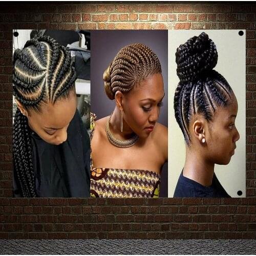 Fashioned Hairstyles for African Woman Posters Wall Sticker Hair Salon Barber Shop Home Decor Canvas Painting Wall Hanging