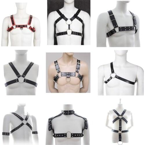 Mens PU Leather Chest Body Harness Strap, Punk Gothic Belt Cosplay Clubwear Costume,Halloween Costume,BDSM Bondage Restraints