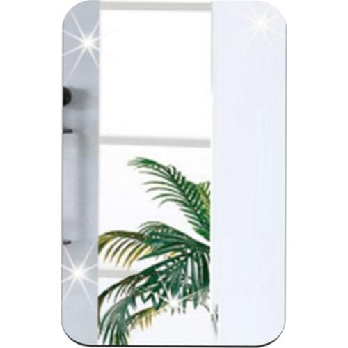 Wall Sticker 3D Mirror Effect Removable Rectangle Oval Background Decoration for Home DIN889