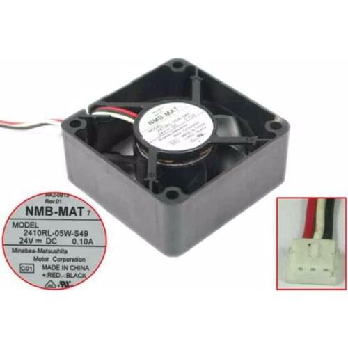 NMB-MAT 2410RL-05W-S49 C01 DC 24V 0.10A 60x60x25mm 3-wire Server Cooling Fan