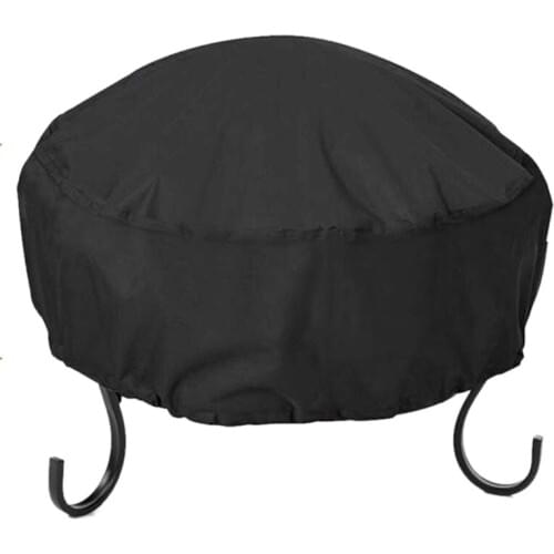New Fire Pit Cover Round 34X16 Inch Waterproof 210D Oxford Cloth Heavy Duty Round Patio Fire Bowl Cover Round Firepit Cover Blac