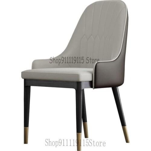Nordic Dining Chair Family Restaurant Solid Wood Back Chair Sales Office Negotiation Table Designer Chair Luxury Leather Dining