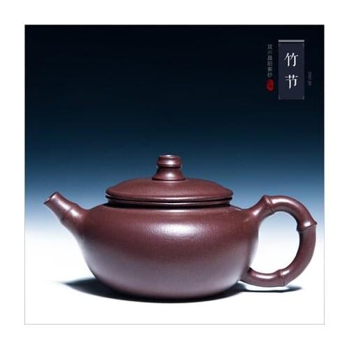 260ml Yixing genuine Zisha tea pot original mine famous pure handmade teapots Kung Fu tea kettle purple mud round bamboo tea pot