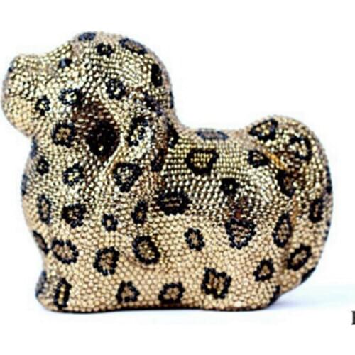 Dog shape pink gold silver Crystal diamond day Clutches Bag Evening Purse Women Wedding Party Cocktail Handbag Minaudiere Clutch