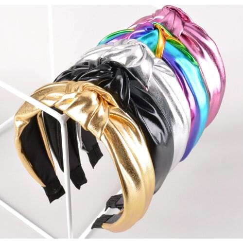 Wide Top Knot Hair Bands For Women Headdress Solid Color PU Cloth Headband Bezel Girl Hairband Hair Hoop Female Hair Accessories