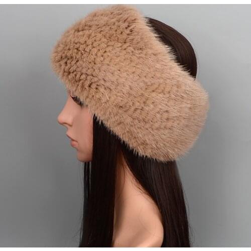 New Winter Knitted Scarf Ladies Genuine Mink Fur Headband Mink Hand-Woven Fur Stretchy Warm Bib