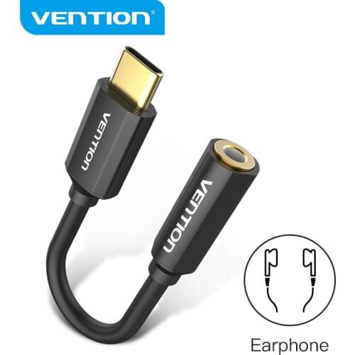 Vention Type C to 3.5 Jack Earphone Cable USB C to 3.5mm AUX Headphones Adapter Audio Cable for Huawei P40 Xiaomi 6 AUX Converte