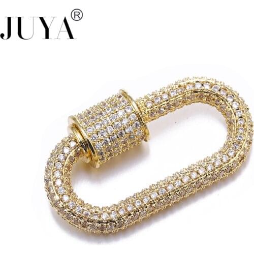 JUYA DIY Handmade Jewelry Findings Screw Clasps For Jewelry Making AAA Cubic Zirconia Luxury Spiral Clasp Connectors Accessories
