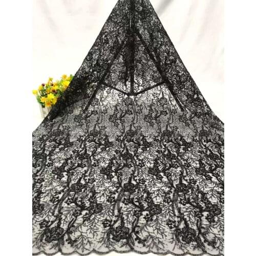 High Quality Lace Fabric Sequins Tulle Embroidery Craft Sewing For DIY Fashion Evening Party Wedding Gown Dress By The 5 Yards