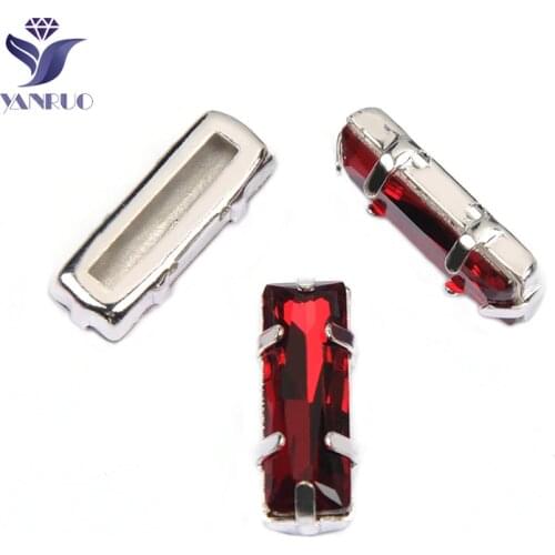 YANRUO 4547 All Sizes Siam Princess Baguette K9 Strass Sew On Crystal DIY Point Back Red Rhinestones For Dress Ornaments