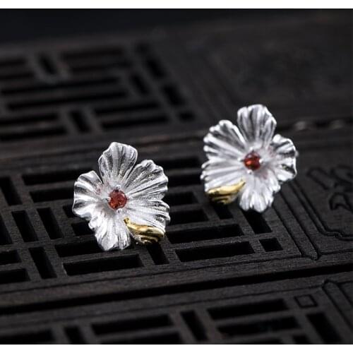 VLA 925 Sterling Silver Creative Natural National Style Flower Snail Stud Earrings Womens Wedding Exquisite Jewelry Accessories