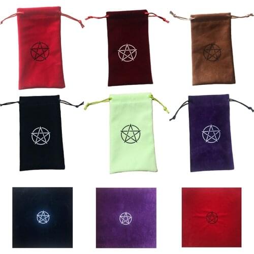 1pc Velvet Pentagram Tarot Storage Bag Board Game Card Embroidery Drawstring Package Tarot tablecloth P002