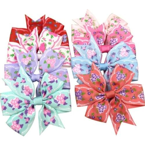 1PCS Novelty Bauhinia Print Elastic Hair Bands Girls Ribbon Bows Girls Hair Tie Rope Hair Accessories Best Holiday Gifts 2018