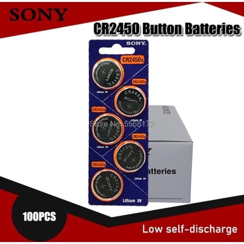 100PCS 100% Original Sony CR2450 CR 2450 3V 550mah Lithium Batteries For Watches clocks hearing aids Pedometer Button Coin Cell