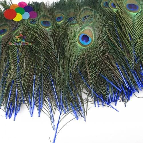 100PCS Sapphire Peacock Feather family wreath decorates material 25-30cm wedding