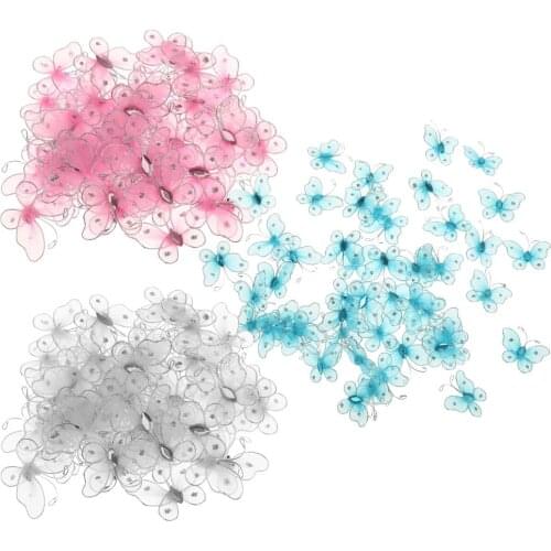 150pcs 3 Colors Wired Mesh Butterflies Embellishment for Clothing Decoration