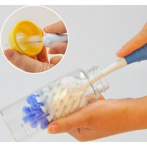 2 in 1 Baby Milk Feed Bottle Nipple Glass Cup Nozzle Spout Tube Cleaning Brush