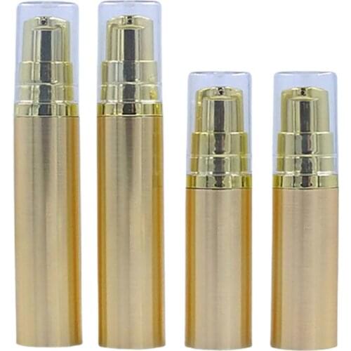 200 x Portable Gold Silver Refillable Airless Bottles 1/3oz Empty Airless Lotion Pump Dispenser For Cosmetic Containers