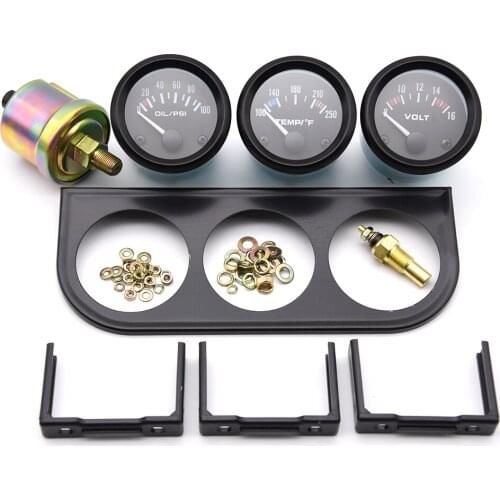 3 In 1 Car Auto Triple Gauge Kit 52MM Water Temp Gauge with Sensor Voltage PSI Oil Pressure Sensor Voltmeter Water Temperature