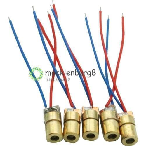 5PCS NEW 5V 650nm 5mW Adjustable Laser Dot Diode Module Red Sight Copper Head Mini Laser Pointer