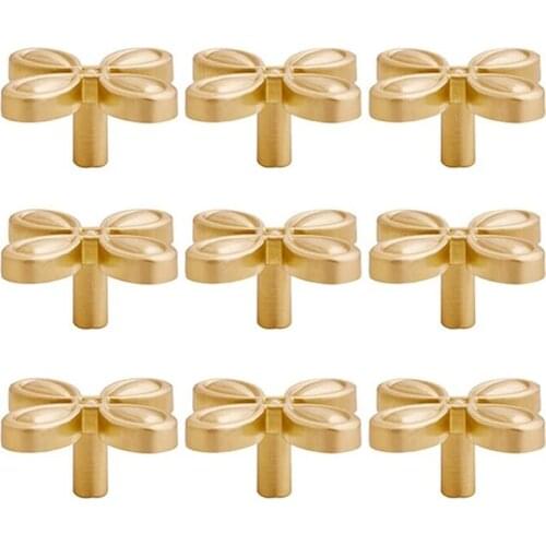 9PCS Drawer Handles Leaf Shape Brass Gold Knobs for Cabinets for Kitchen Cupboard Dressing Table (with Screws)