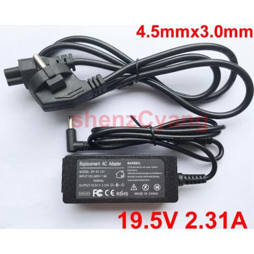 1PCS 19.5V 2.31A 4.5mmx 3.0mm 45W New AC Laptop Adapter 4.5mmx 3.0mm For Hp Stream 13 9480m 9470m 740015-003(741727-001)+Cable