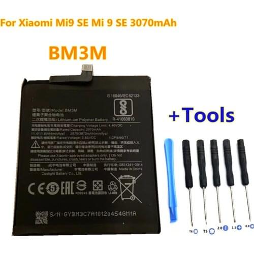 Battery BM3M For Xiaomi Mi9 SE Mi 9 SE 3070mAh High Capacity Rechargeable Phone Replacement +tools