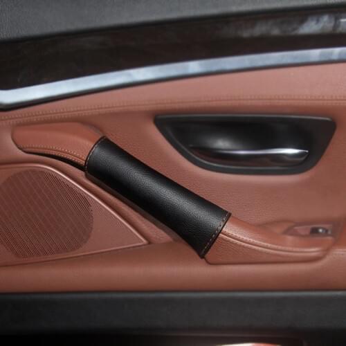 1PC Soft Leather Door Handle Cover For BMW 5 Series F10 2011 - 2017 Car Door Panel Pull Handle Cover with Magic Paste