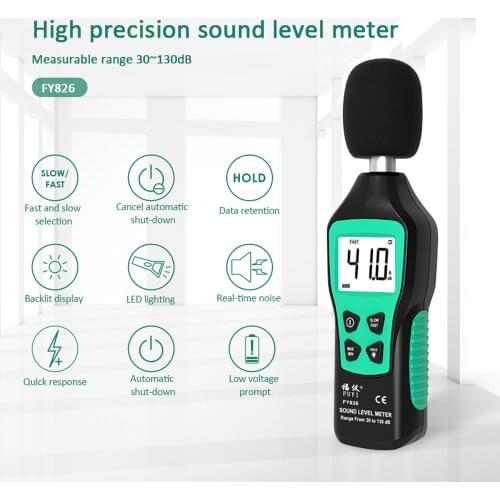 Digital Sound Level Meter 30-130dB Noise Volume Measuring Instrument Decibel Monitoring Tester Fast/Slow Two Modes Sound Meter