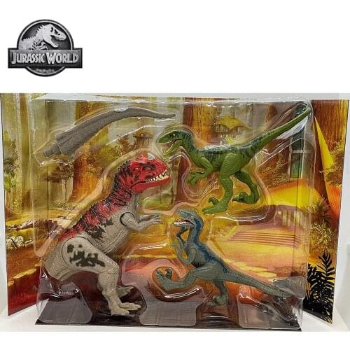 Jurassic World Dinosaur Camp Cretaceous Isla Nublar Ceratosaurus Clash Set with 2 Velociraptors Toys for Kids Gift GNL08