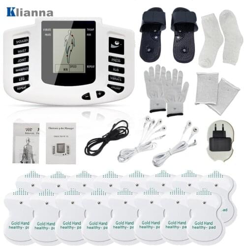 Electrical Muscle Stimulator EMS Therapy Pulse Tens Acupuncture Slimming Massager for Back Neck Massage Russian/English Device