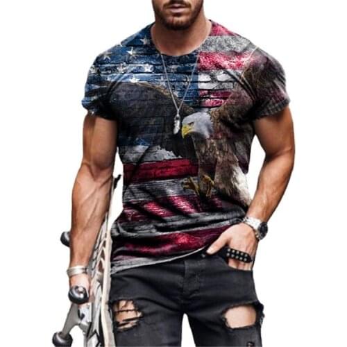 Mens T-shirt top casual round neck short-sleeved personality printing Tee Tops Pullover Loose Tops Slim cotton pullover