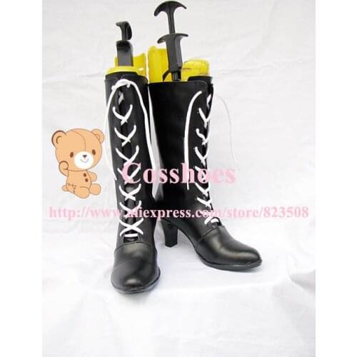 Custom made long black ciel shoes boots from black butler Kuroshitsuji Cosplay